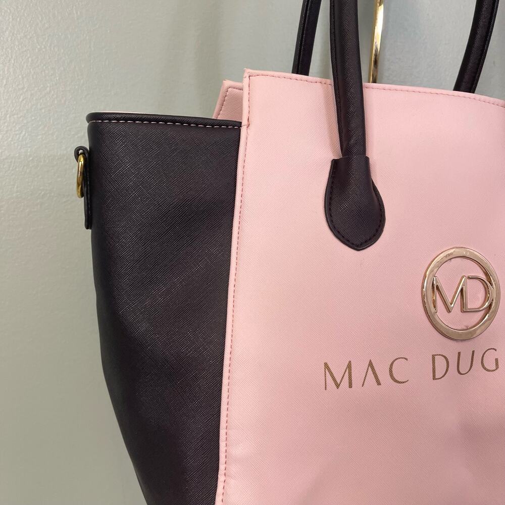 MAC DUGGAL Satchel Shoulder Handbag Womens Synthetic Convertible PVC Pink Black - Picture 4 of 12